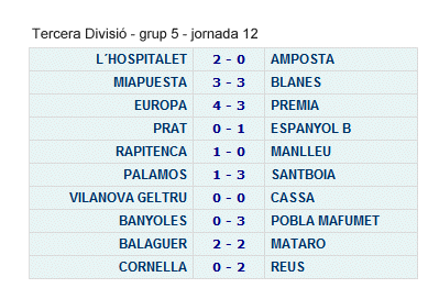 Club Futbol Amposta : TEMPORADES 1ER EQUIP : Resultats 3a. divisi - jornada 13 - temporada 2008/2009